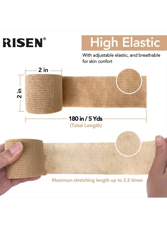 Risen Cohesive Bandage 2” x 5 Yards, 6 Rolls, Self Adherent Wrap Medical Tape, Adhesive Flexible Breathable First Aid Gauze Ideal for Stretch Athletic - Image 3
