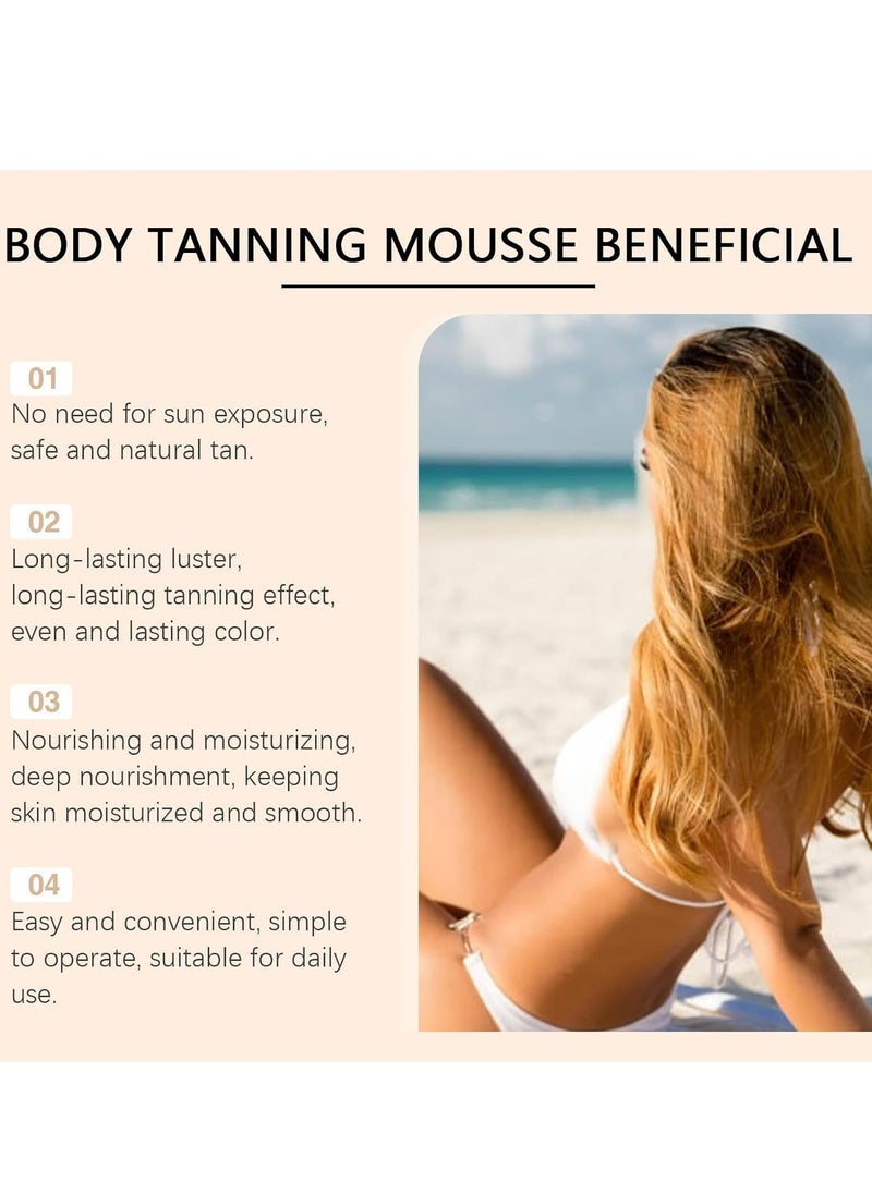 OUHOE Self Tanner Mousse - Tanning Accelerator Made With Natural & Organic Ingredients, Self Tanning Mousse For Fake Tan, Sunless Tanner For All Skin, Tanning Foam For Streak Free Finish 100ml  - Image 2