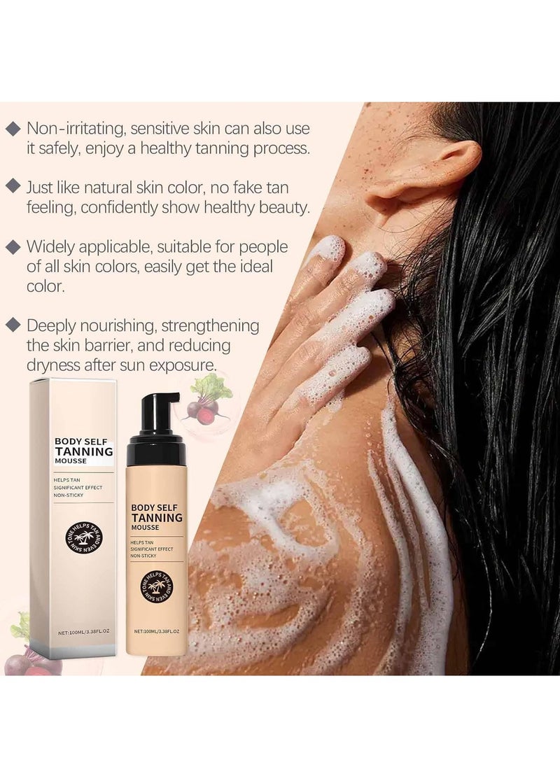OUHOE Self Tanner Mousse - Tanning Accelerator Made With Natural & Organic Ingredients, Self Tanning Mousse For Fake Tan, Sunless Tanner For All Skin, Tanning Foam For Streak Free Finish 100ml  - Image 5
