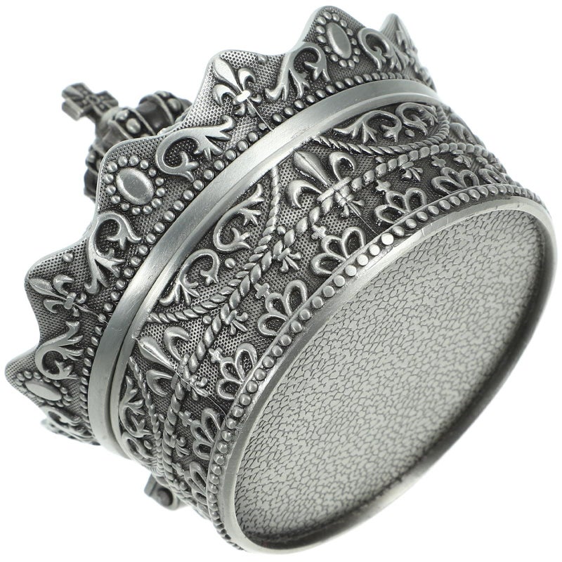 Vintage Crown Embossed Metal Jewelry Organizer Trinket Box Ring Earring Storage Case - Image 2