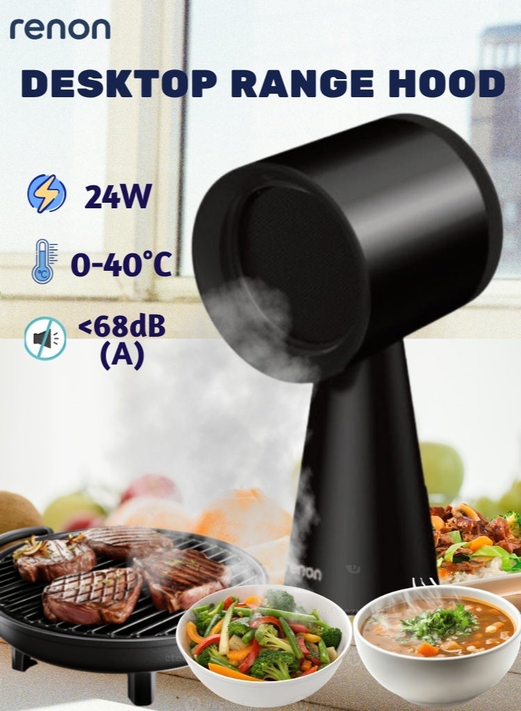 RENON Portable Desktop Range Hood, 24W Compact Smoke Absorber, Multi-Speed Control, Low Noise, Ideal for Tabletop Cooking, Indoor BBQ & Hot Pot - Image 1