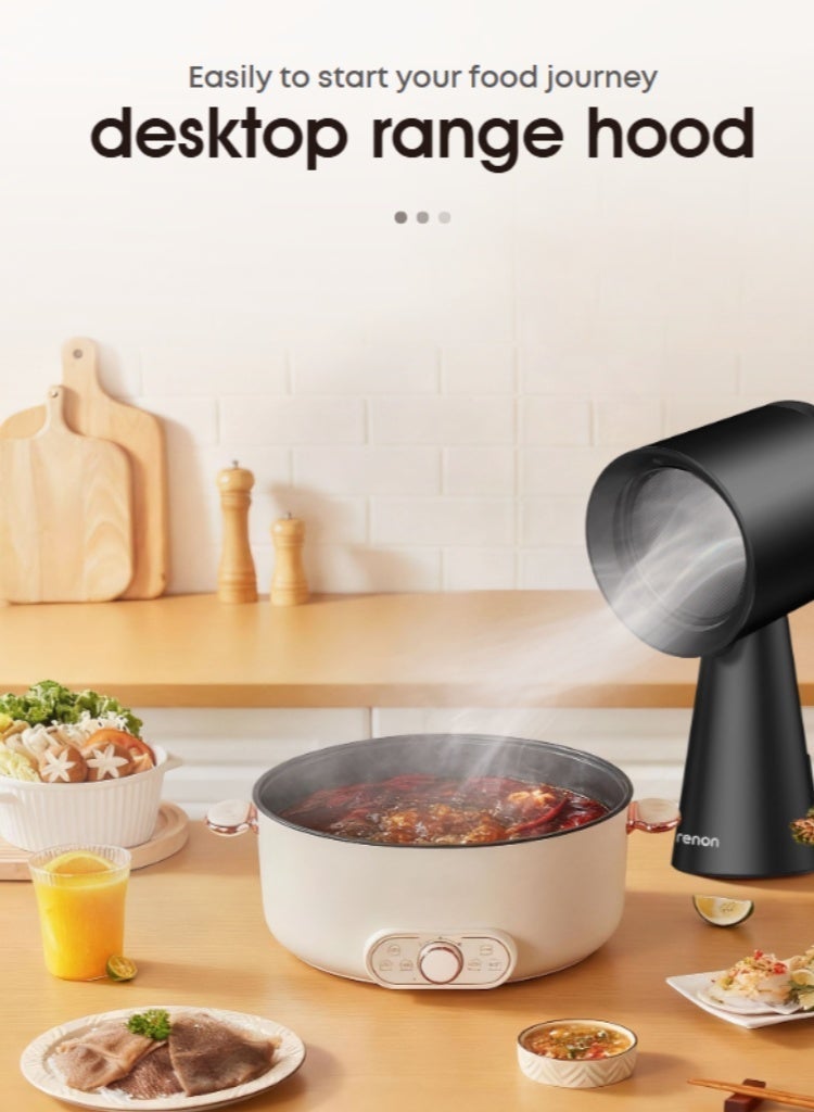 RENON Portable Desktop Range Hood, 24W Compact Smoke Absorber, Multi-Speed Control, Low Noise, Ideal for Tabletop Cooking, Indoor BBQ & Hot Pot - Image 4