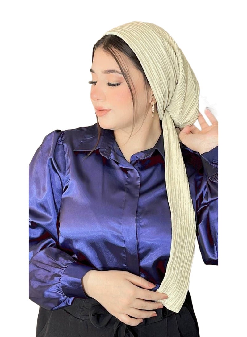 طرحة مكرمش فاخرة للنساء – تصميم عصري مريح – لون أوف وايت أنيق – خامة خفيفة عالية الجودة لإطلالة راقية