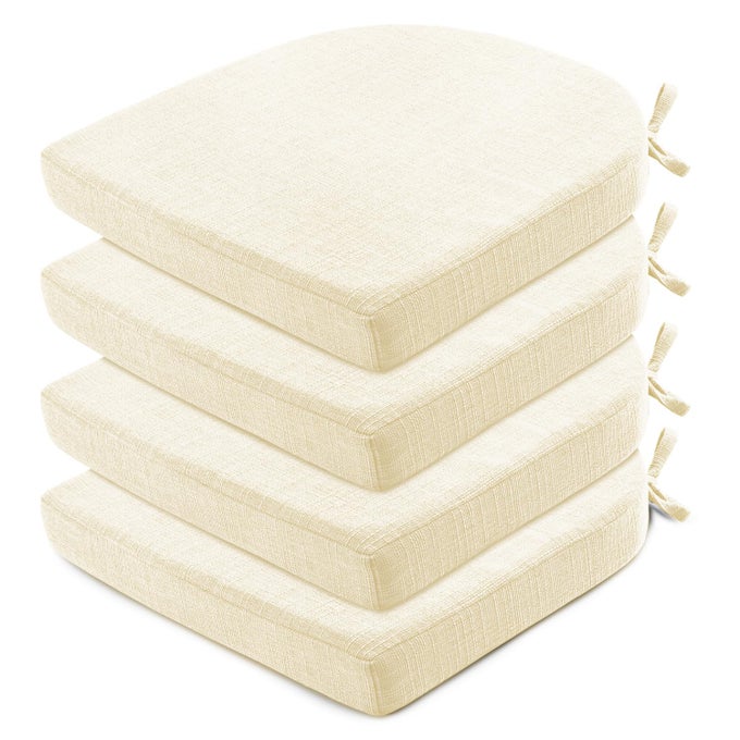 Chair Cushions for Dining Chairs 4 Pack Kitchen Chair Cushions with Ties and NonSlip Backing Dining Chair Pads 16X16X2 Beige