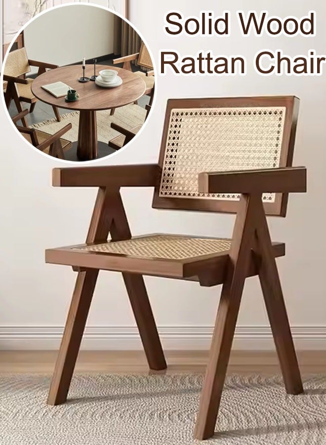 Generic Modern Chair Kitchen Chairs  Dining Chair  Home Chair  Modern Dining Chair  Vintage Chair  Solid Wood Rattan Chair With Rattan Seat And Back for Home Office Living Room and Dining Room  - Image 1