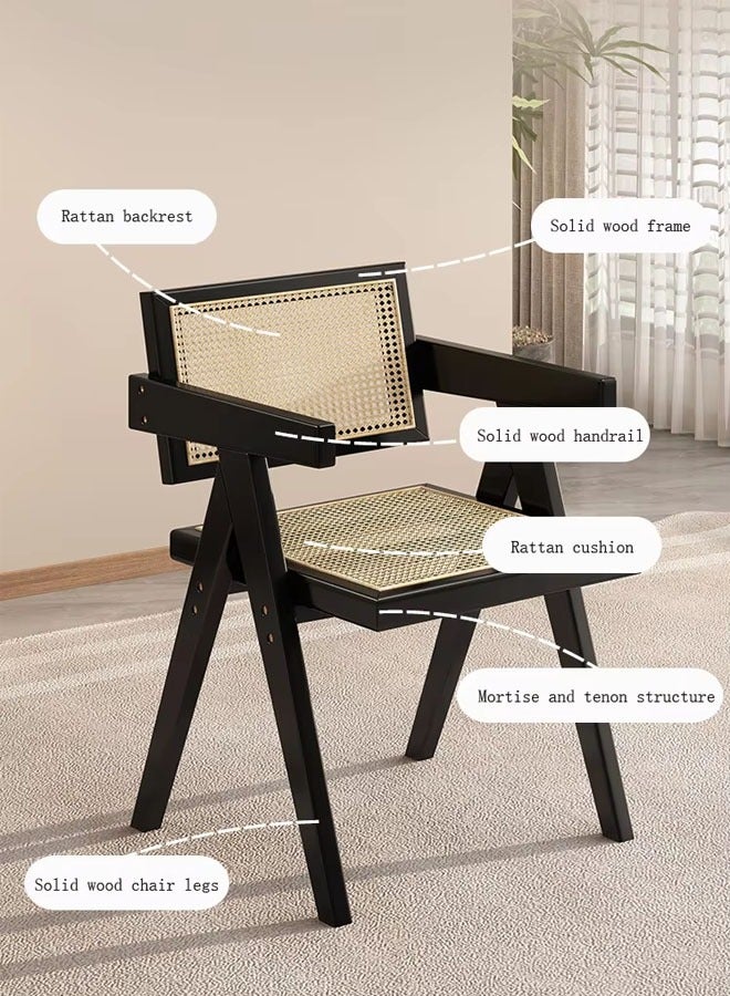Generic Modern Chair Kitchen Chairs  Dining Chair  Home Chair  Modern Dining Chair  Vintage Chair  Solid Wood Rattan Chair With Rattan Seat And Back for Home Office Living Room and Dining Room  - Image 4