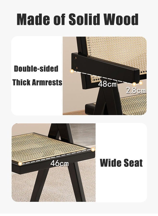 Generic Modern Chair Kitchen Chairs  Dining Chair  Home Chair  Modern Dining Chair  Vintage Chair  Solid Wood Rattan Chair With Rattan Seat And Back for Home Office Living Room and Dining Room  - Image 5