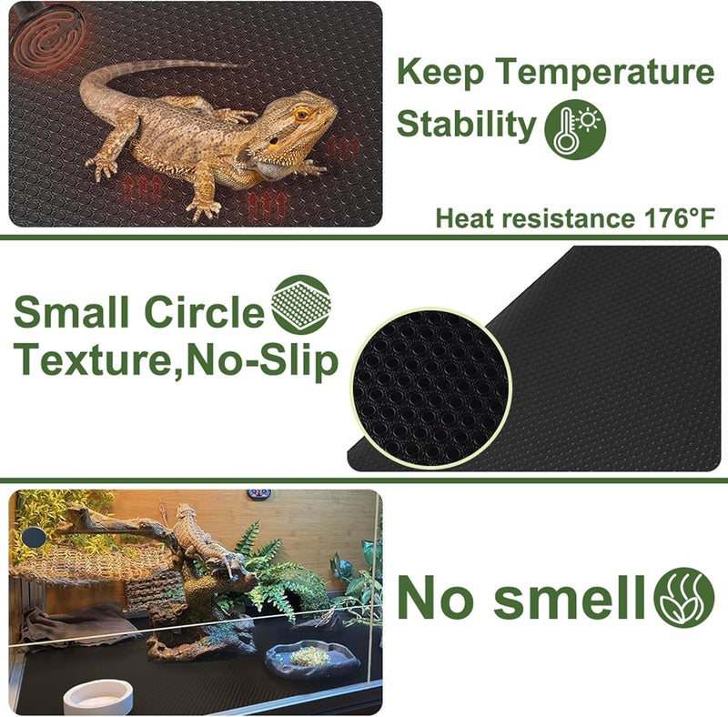 TCYPUHL Reptile Carpet,Bearded Dragon Tank Accessories,Reptile Mat, Leopard Gecko Substrate,Bearded Dragon Tank Flooring,Snake,Tortoise Bedding(18" × 79 ", 1 PCS Grey Thicker Mat) - Image 3
