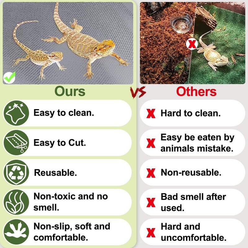 TCYPUHL Reptile Carpet,Bearded Dragon Tank Accessories,Reptile Mat, Leopard Gecko Substrate,Bearded Dragon Tank Flooring,Snake,Tortoise Bedding(18" × 79 ", 1 PCS Grey Thicker Mat) - Image 2
