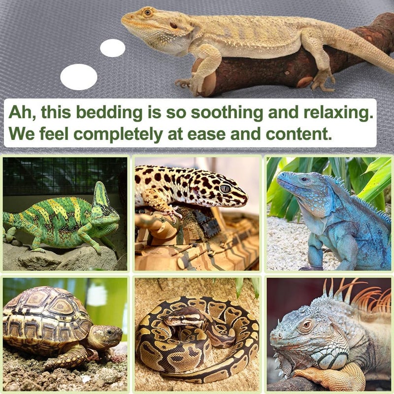 TCYPUHL Reptile Carpet,Bearded Dragon Tank Accessories,Reptile Mat, Leopard Gecko Substrate,Bearded Dragon Tank Flooring,Snake,Tortoise Bedding(18" × 79 ", 1 PCS Grey Thicker Mat) - Image 4