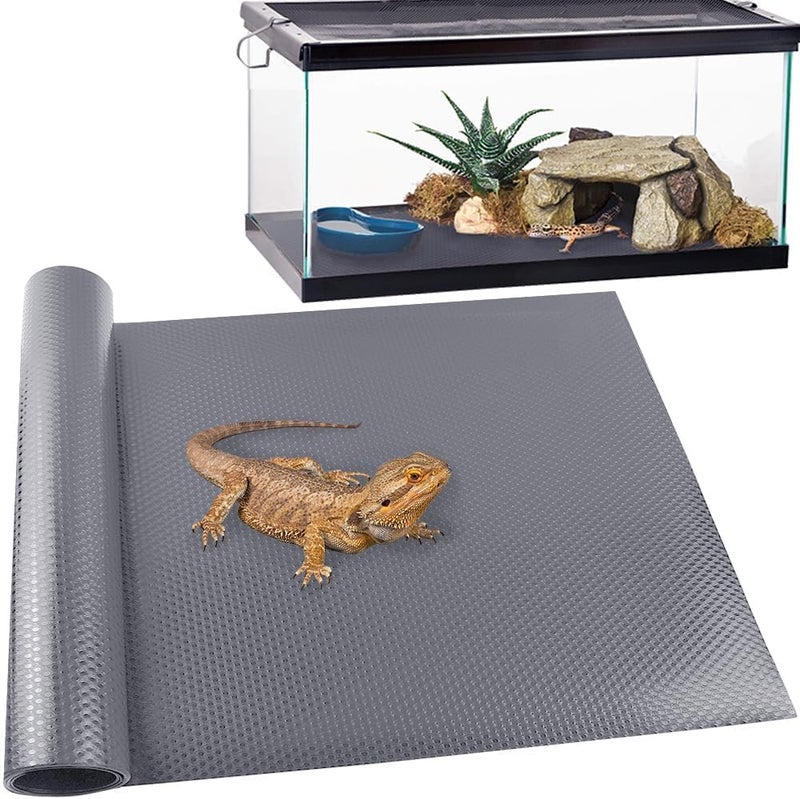 TCYPUHL Reptile Carpet,Bearded Dragon Tank Accessories,Reptile Mat, Leopard Gecko Substrate,Bearded Dragon Tank Flooring,Snake,Tortoise Bedding(18" × 79 ", 1 PCS Grey Thicker Mat) - Image 1