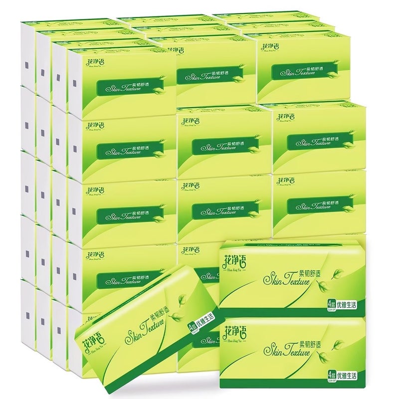 6 Pack Ultra Soft 4 Ply Facial Tissues Green Leaf Design 250 Sheets Per Box Gentle Thick Absorbent For Home Office Hotel Hygiene Essentials - Image 2