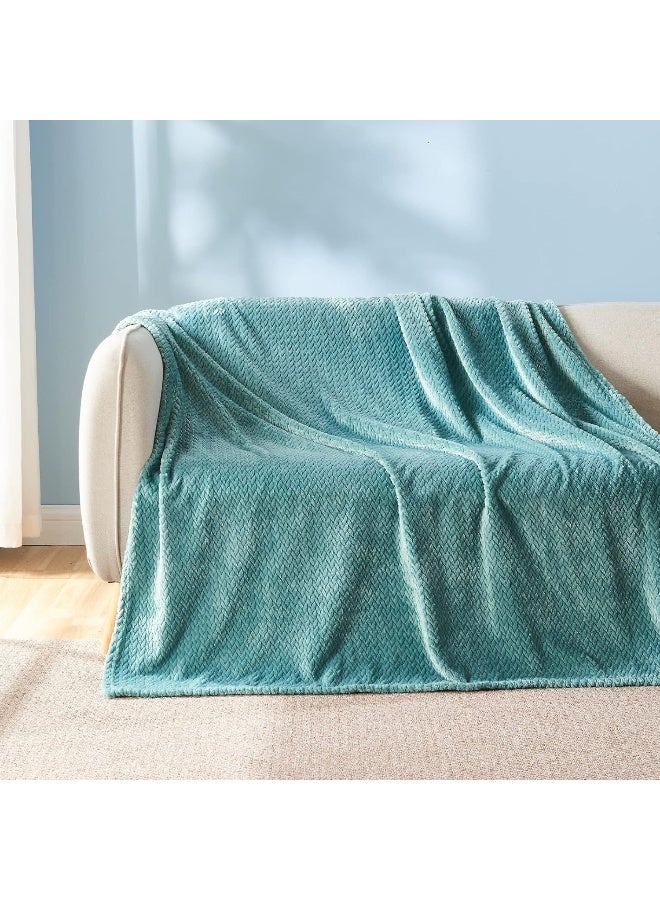 نيو كوزبلاي Newcosplay Super Super Throw Light Light Teal Flannel Flannel Fleece Leaves Pattern Bed Bedlant Clost Cloy Season Close (50 " - Image 4