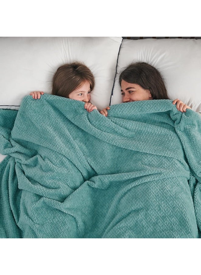نيو كوزبلاي Newcosplay Super Super Throw Light Light Teal Flannel Flannel Fleece Leaves Pattern Bed Bedlant Clost Cloy Season Close (50 " - Image 2