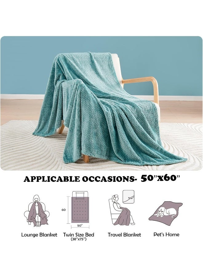 نيو كوزبلاي Newcosplay Super Super Throw Light Light Teal Flannel Flannel Fleece Leaves Pattern Bed Bedlant Clost Cloy Season Close (50 " - Image 5