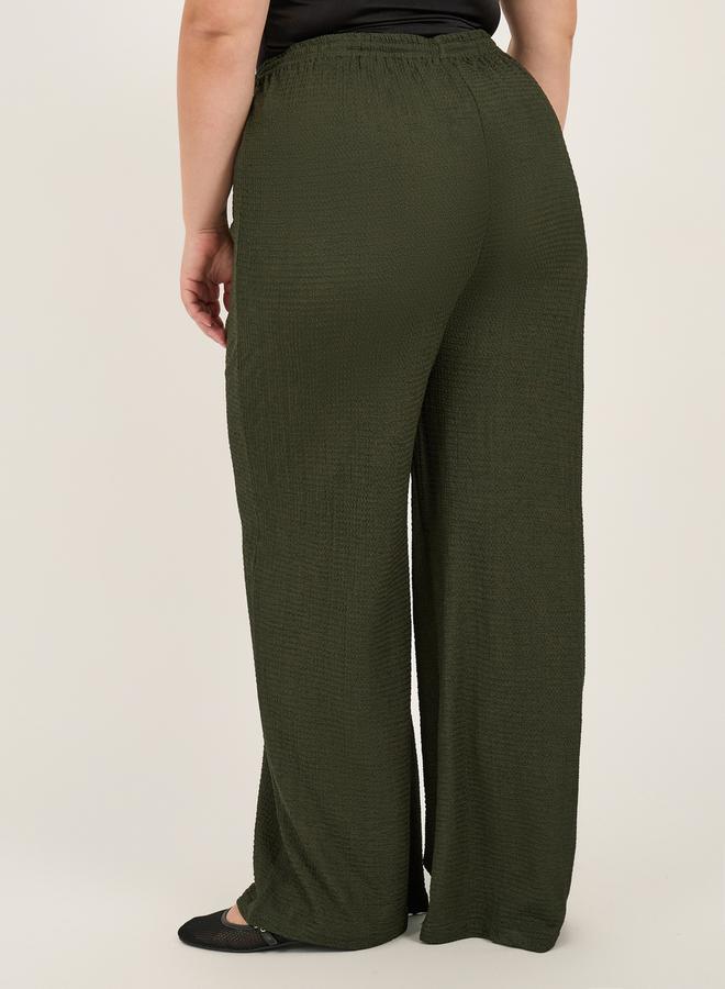 Plus Size Textured Wide Leg Trousers with Drawstring