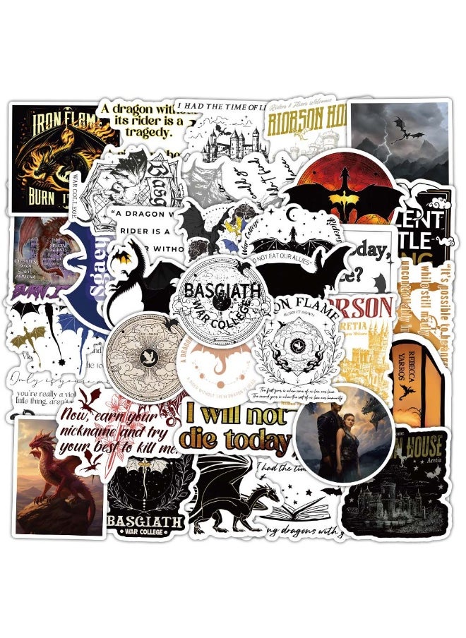 NIBEMINENT 53 Pcs Fourth Wing Deco Kit Waterproof Stickers, High Definition Printing Bright Colors, Suitable for Laptop Skateboard Luggage Water Bottle Guitar DIY  - Image 2