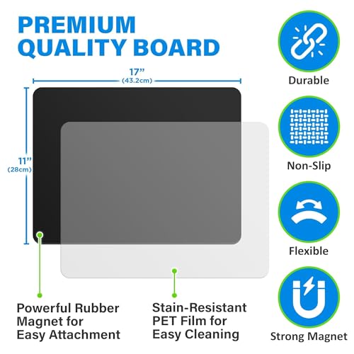 YES4QUALITY Magnetic Black Dry Erase Board for Fridge (17 x 11 inch), Stain-Resistant w/ 3 Magnetic, Fine-Tip Neon Chalk Markers & Eraser by Yes4Quality - Image 4
