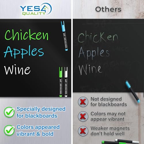 YES4QUALITY Magnetic Black Dry Erase Board for Fridge (17 x 11 inch), Stain-Resistant w/ 3 Magnetic, Fine-Tip Neon Chalk Markers & Eraser by Yes4Quality - Image 5