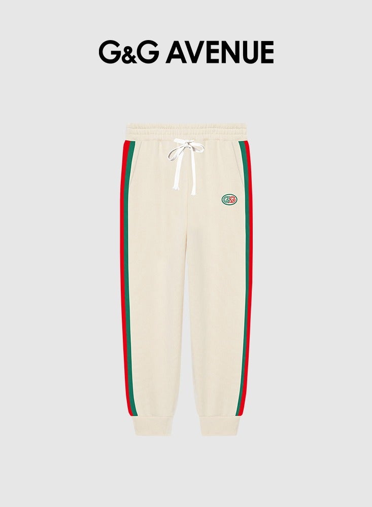 G&G AVENUE Spring and autumn New High Quality Men's Drawstring Casual Sports Pants White Jogging Fashion cotton material Exercise Outdoor Versatile Drawstring Elastic Sports Pants - Image 1
