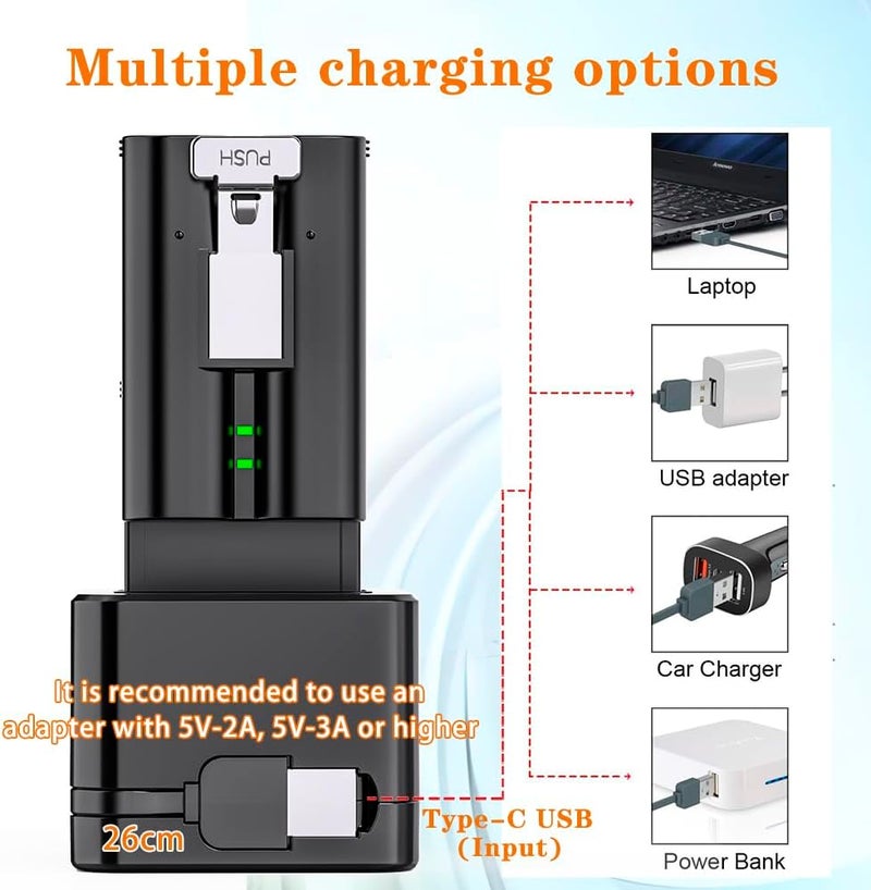 شاحن بطارية Ring بثلاث مقابس/محطة شحن/محطة شحن بشاشة LED، متوافق مع جرس الباب بالفيديو Ring 2/3/4/3Plus/كاميرا Spotlight/كاميرا Viewfinder، كاميرا - Image 4