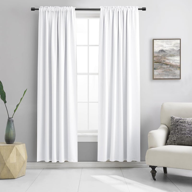 DONREN Doorway Privacy Curtains Room Divider Soundproof Draperies Window Treatment Thermal Insulated for Bedroom 52 x 80 Inches Long 2 Panels Pure White