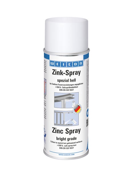 WEICON Zinc Spray Bright Grade | 400 ml | Rust protection, heat-resistant and suitable as a primer for Metal | Fast Drying | Galvanizing colour