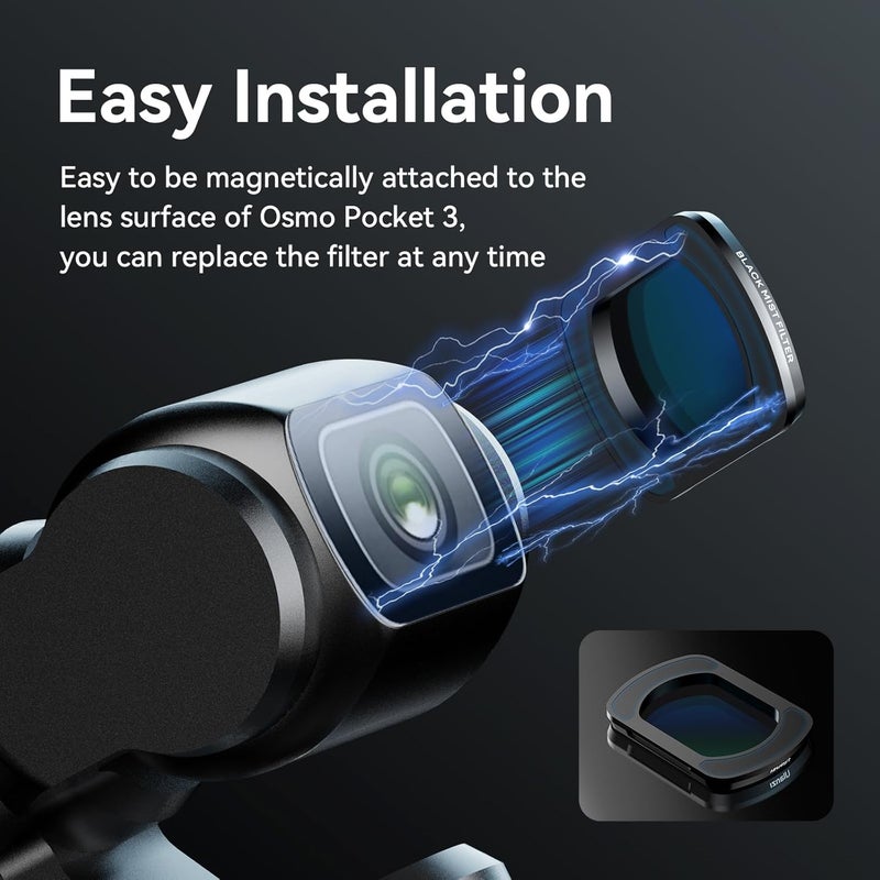 Ulanzi ULANZI PK01 Black Mist Filter for DJI Osmo Pocket 3 Magnetic HD Optical Glass Aluminum Frame Ultra Lightweight Only 12g DoubleCoating Beauty Soft Filters Vlog Video Accessory for Pocket 3 - Image 4
