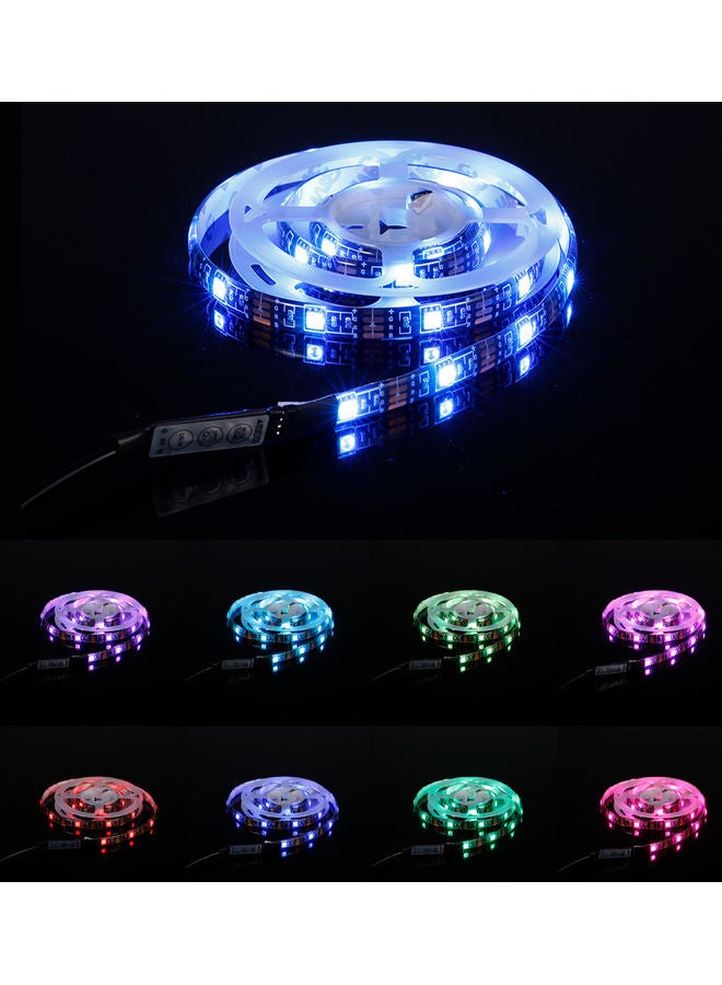 شريط إضاءة LED مرن للكمبيوتر بإضاءة متعددة الألوان RGB، شريط إضاءة ديود،إضاءة شاشة مكتب 5 فولت، إضاءة خلفية للتلفزيون، 3 مفاتيح تحكم، بطول 1 متر أسود - Image 5