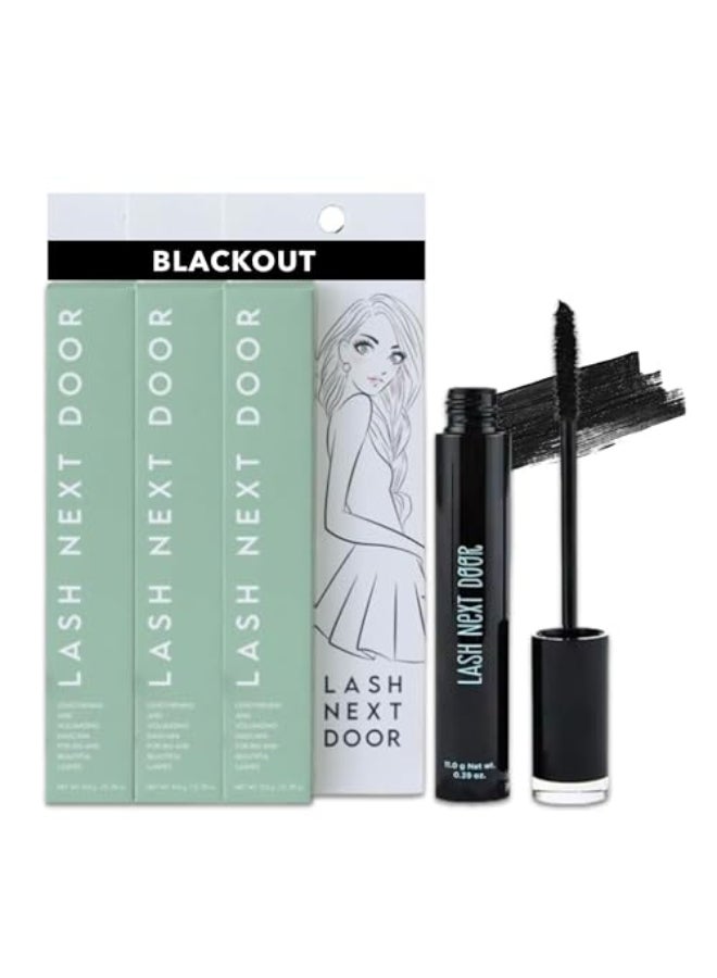 LASH NEXT DOOR ماسكارا مقاومة للماء بلون أسود لإطالة وتكثيف الرموش بدون تكتلات من لاش نكست دور - عبوة 3 قطع - Image 1