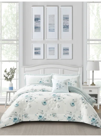 Donetella Bedding Comforter Set, King Size 250x230cm - 4-Pcs Digital Print Quilted Bed Set, Microfiber Fabric - 1 Comforter, 2 Pillow Shams,1 Cushion Cover.