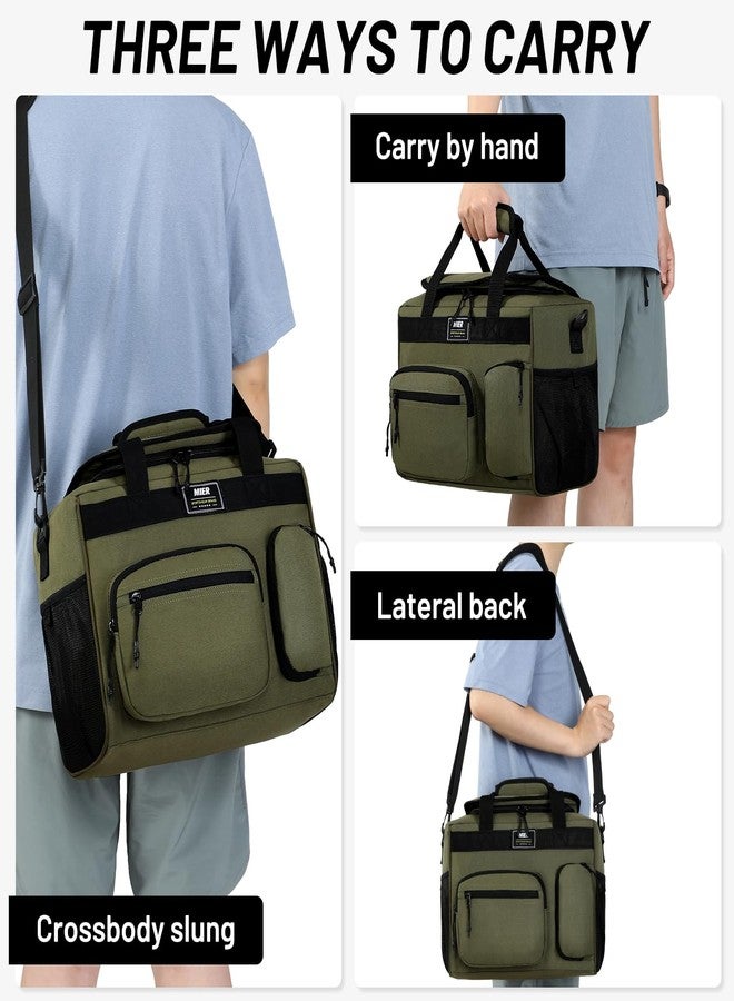 MIER Large Lunch Box for Men Women Adult Insulated Soft Sided Cooler 30 Can Leakproof Lunch Bag Collapsible for Work Travel Camping Beach, 18L (Army Green-No Luggage Strap) - Image 5