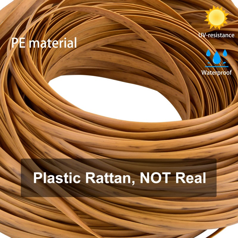 Feyart 40m/131ft 7mm Light Wood Wicker Repair Kit, PE Rattan Repair Kit for Wicker Chair Fixing, Patio Furniture Repair - Image 2