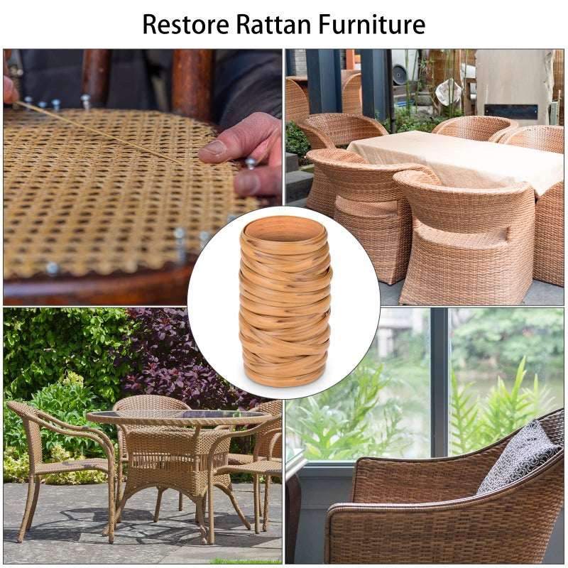 Feyart 40m/131ft 7mm Light Wood Wicker Repair Kit, PE Rattan Repair Kit for Wicker Chair Fixing, Patio Furniture Repair - Image 4