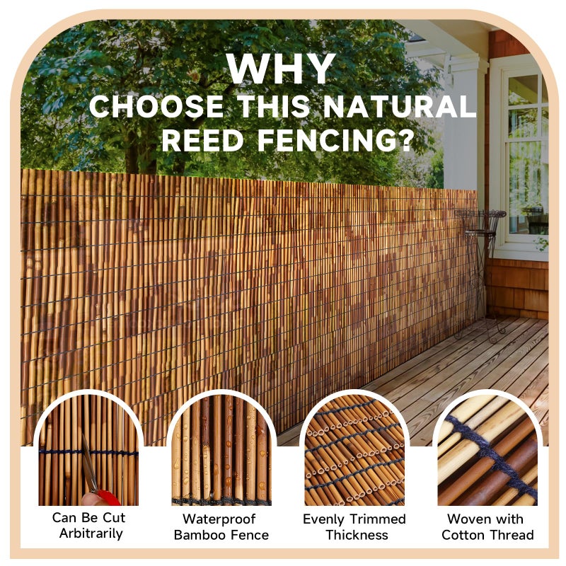 ZNCMRR Reed Fencing Rolls Fencing 4ft High Roll Reed Screen for Balcony Patio Garden Backyard 4FT X 16.4FT Privacy Fenceï¼ˆBrownï¼‰ - Image 5