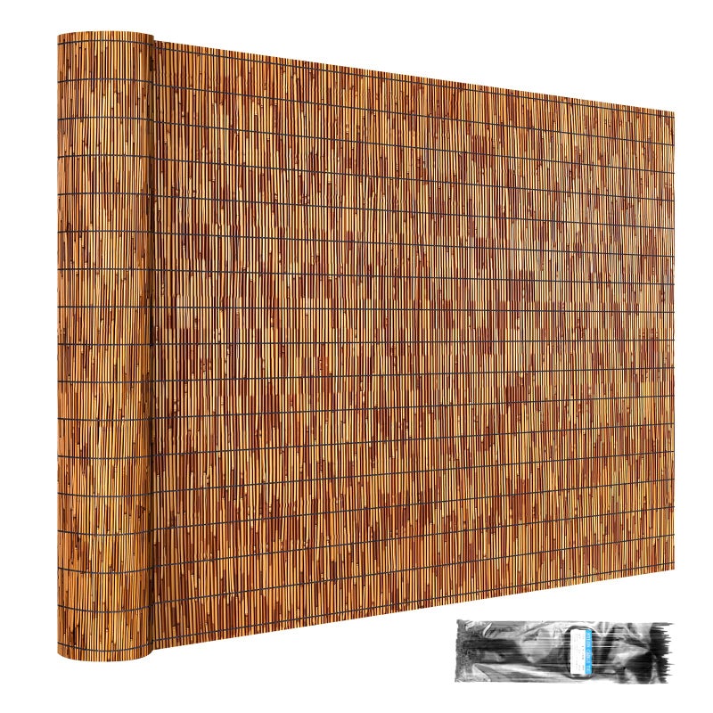 ZNCMRR Reed Fencing Rolls Fencing 4ft High Roll Reed Screen for Balcony Patio Garden Backyard 4FT X 16.4FT Privacy Fenceï¼ˆBrownï¼‰ - Image 1