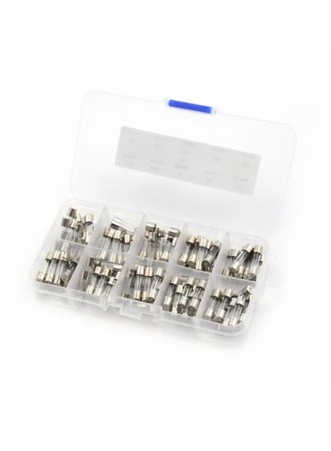 100-Piece Fast Blow Glass Tubes Fuses Assorted Kit Silver - Image 2