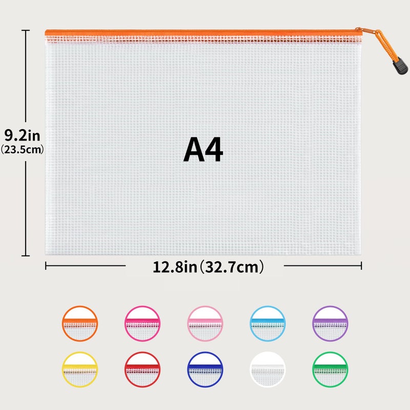 JARLINK A4 Letter Size 24 Pack 10 Colors Zipper Mesh Document Pouch, Mesh Bags for Board Games & Puzzles, Waterproof Document Zipper Pouches for Office School Supplies, Toys, Cosmetics Travel Storage - Image 2