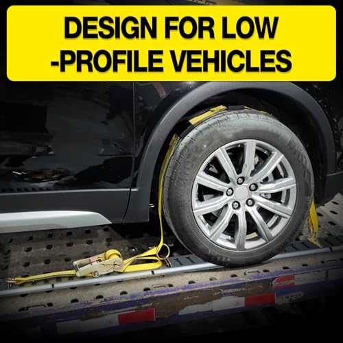 Autofonder E Track Tire Straps for Trailer Heavy Duty 2" x 10' Auto Hauler Strap-10,000lb Guaranteed Break Strength-(4) Premium Vehicle Tie Down Kit with Rubber Blocks Wheel Tie-Downs for Truck, UTV - Image 2