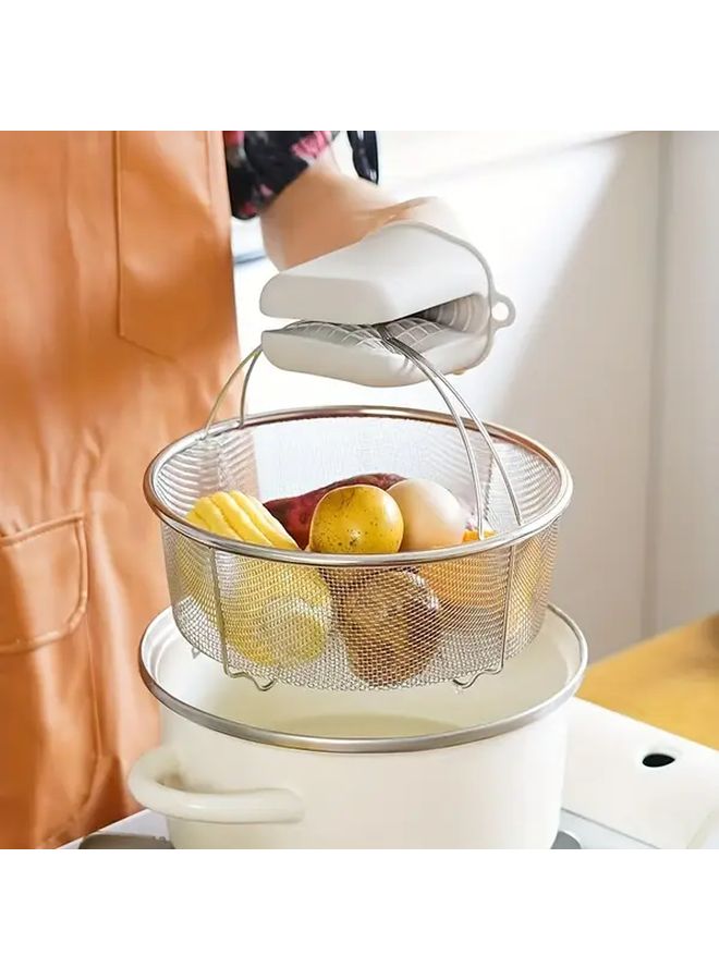 Heavy Duty 304 Stainless Steel Steamer Basket Portable Collapsible Insert for Boiling Frying Steaming - Image 1