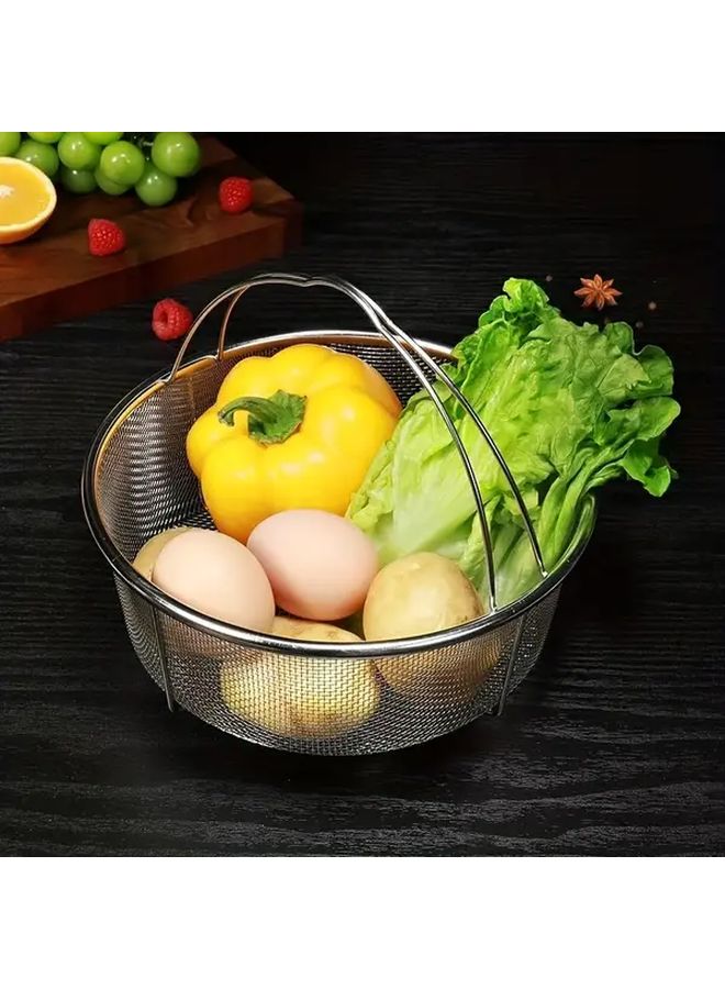Heavy Duty 304 Stainless Steel Steamer Basket Portable Collapsible Insert for Boiling Frying Steaming - Image 2