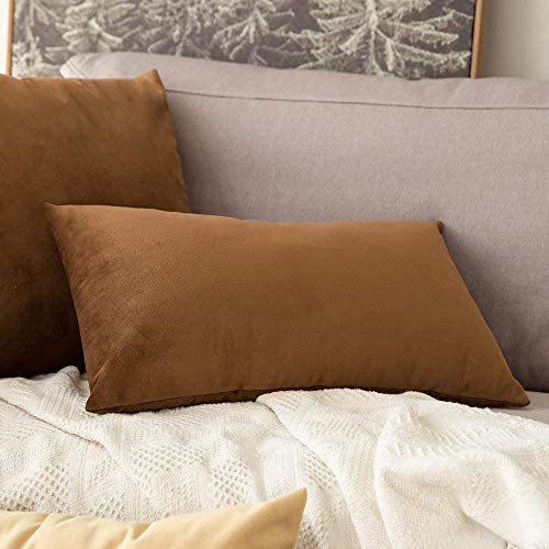 Khooti Velvet Cushion Cover, 14X20 Inches/35X50 Cm | Brown | Pack of 2 | Solid Plain Soft & Smooth, Decorative Cushion Covers for Living Room, Bedroom, Couches, Chairs, Sofas, Beds & Home Decor - Image 3