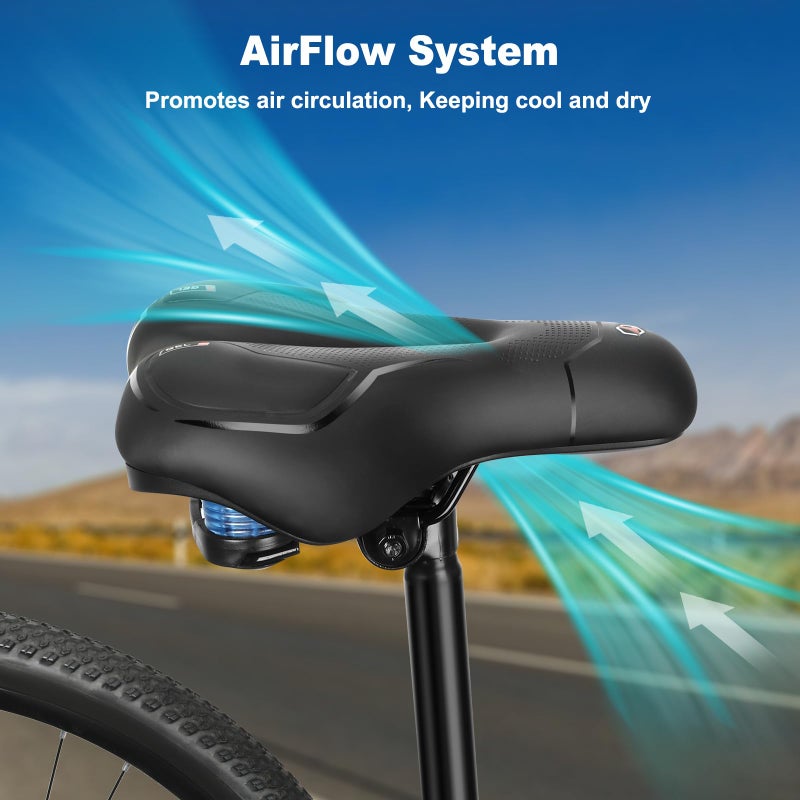 Topcrown Bike Seat, Comfort Wide Bicycle Seat for Men Women, Waterproof Bike Saddle with Dual Shock-Absorbing Balls & Memory Foam Cushion Fit for Mountain, Road, Stationary, Exercise Bike (City) - Image 4