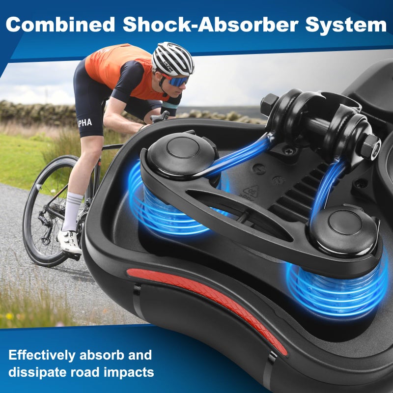Topcrown Bike Seat, Comfort Wide Bicycle Seat for Men Women, Waterproof Bike Saddle with Dual Shock-Absorbing Balls & Memory Foam Cushion Fit for Mountain, Road, Stationary, Exercise Bike (City) - Image 3