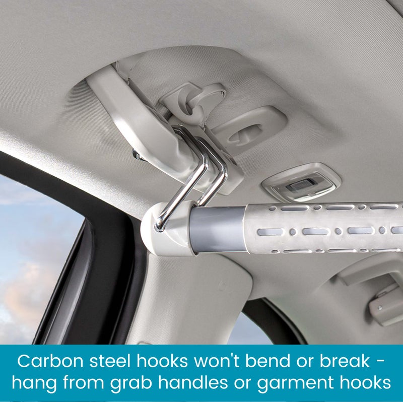 High Road Car Clothes Hanger Bar - Carbon Steel Telescoping Clothes Rod for Car, Truck or Van With Solid Metal Hooks - Fully Assembled Expandable Car Clothes Hanging Bar Adjusts Up To 60" Long - Image 4