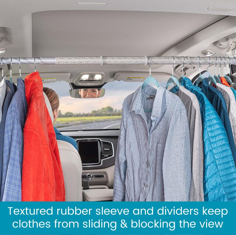 High Road Car Clothes Hanger Bar - Carbon Steel Telescoping Clothes Rod for Car, Truck or Van With Solid Metal Hooks - Fully Assembled Expandable Car Clothes Hanging Bar Adjusts Up To 60" Long - Image 3