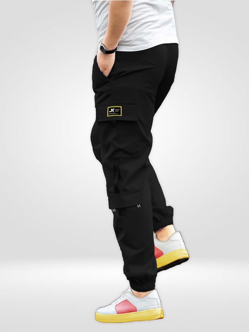 Jump Cuts||Boys||Solid||Black||Polyester||Slim Fit||Cargo Pant - Image 2