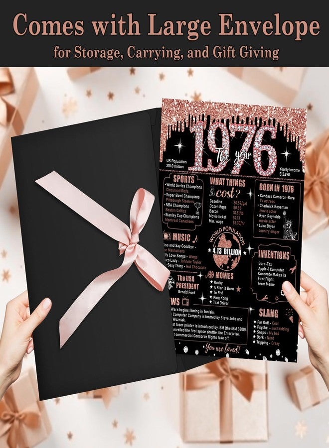 Uiorgui Large 50th Birthday Card for Women with Envelope, Black Rose Gold Happy 50th Birthday Guest Book Gifts Jumbo Fifty Greeting Card Back in 1975 Decorations Party Supplies - Image 3
