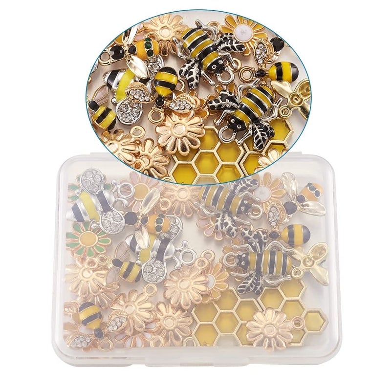 KISSITTY 28pcs/box Enamel Bee Charm Pendants Daisy Flower Dangle Charm for Earrings Necklace Bracelet Jewelry Making and Crafting - Image 5