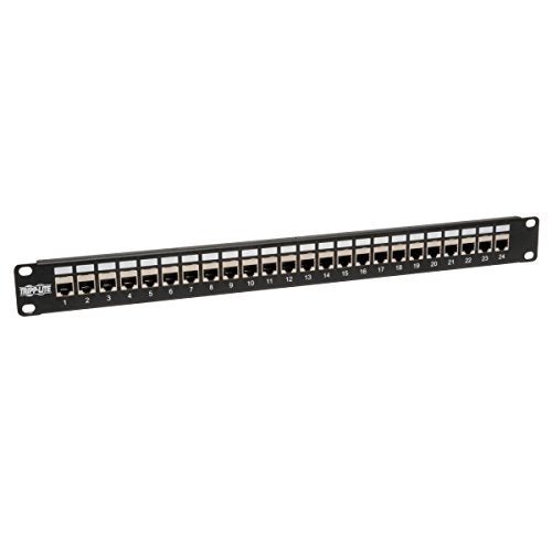 Tripp Lite 24-Port Cat6 / Cat5 Patch Panel STP Shielded RJ45 Ethernet 1U Rackmount TAA (N254-024-SH),Black - Image 1